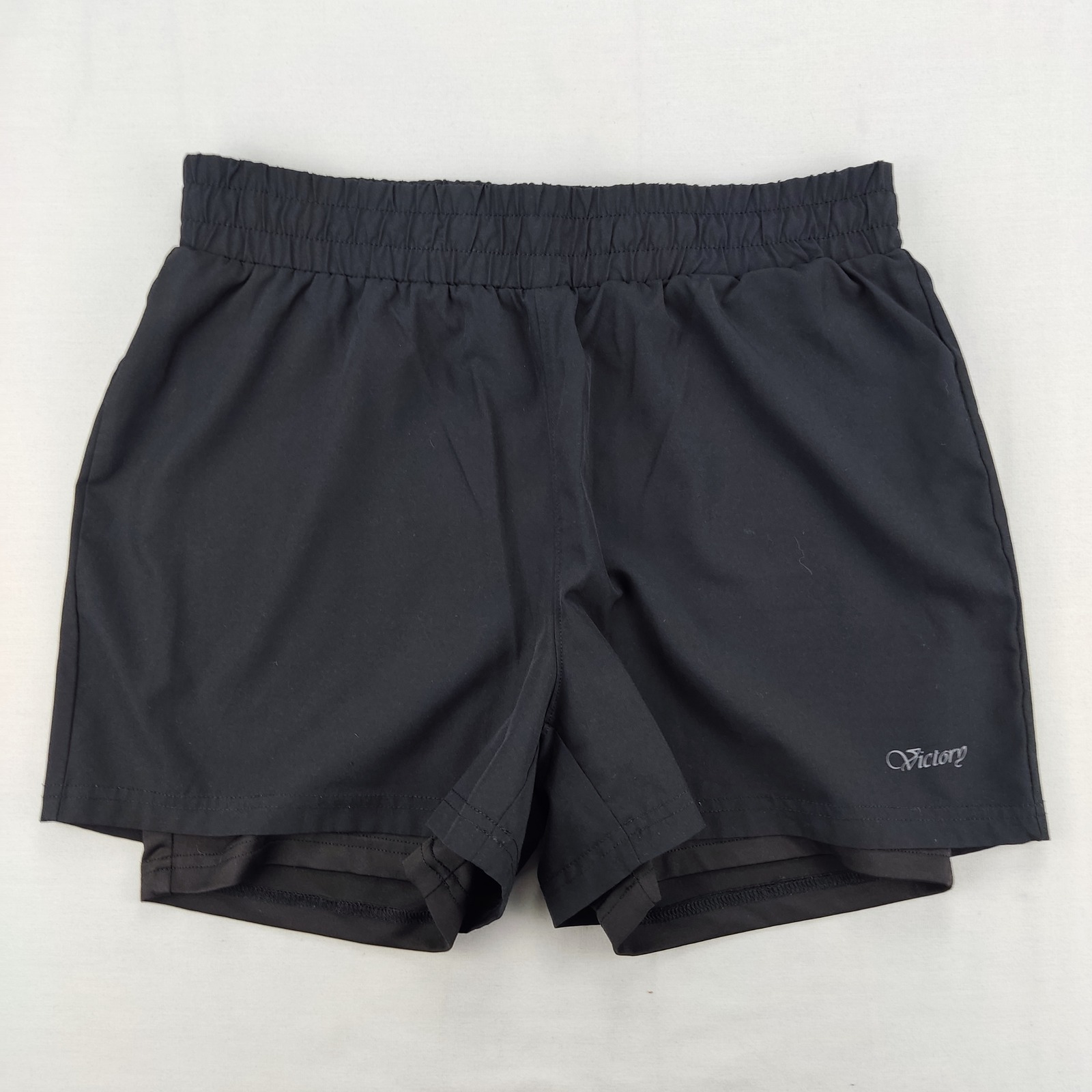 Victory Shorts Womens Small Black Athletic Running Double Layer Built-In Liner